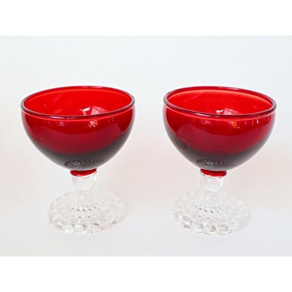 5 Royal Ruby Boopie Glasses Glass Stemware 1950's Vintage Anchor Hocking Barware - Picture 2 of 5